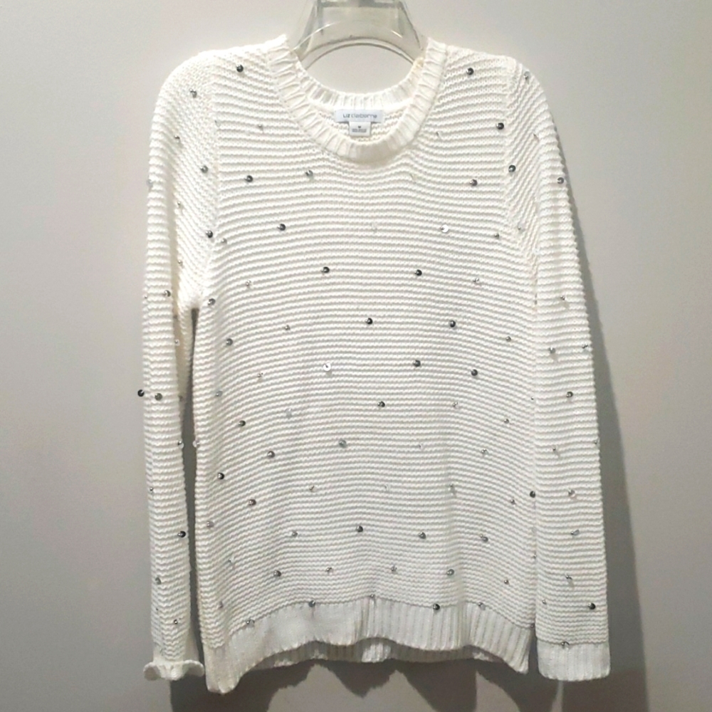 White beaded sweater